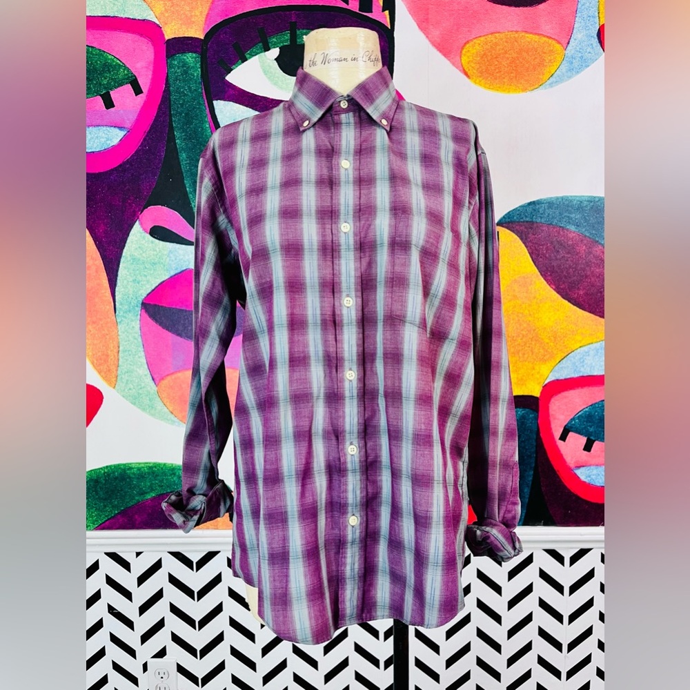 VTG 1980s Purple Plaid Button-Down Shirt